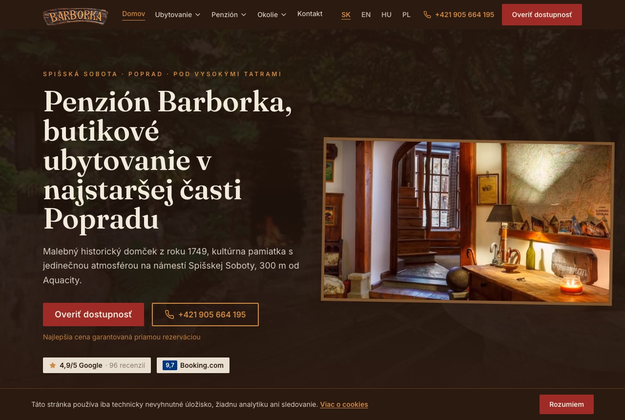 Penzión Barborka, web